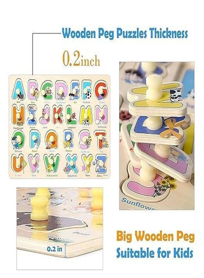 TEMSON Wooden Puzzle for Kids, ABC Board Stick Puzzle Toys Letters Early Education Toys, Learning Match and Spell Games for Kids (Alphabets) - Image 5